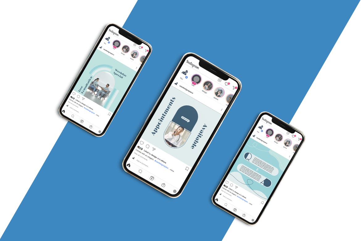 医疗健康品牌推广Ins风电商海报设计模板 Wellness Instagram Post Template插图1