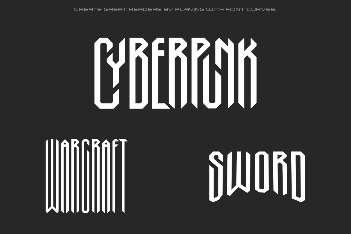 时尚赛博朋克风标题海报徽标logo设计衬线英文字体 cyberpunk font