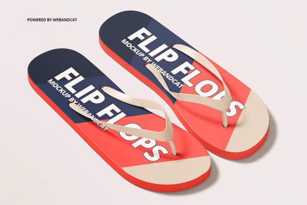 高品质人字拖鞋设计Ps贴图样机素材 Flip Flops Mockup