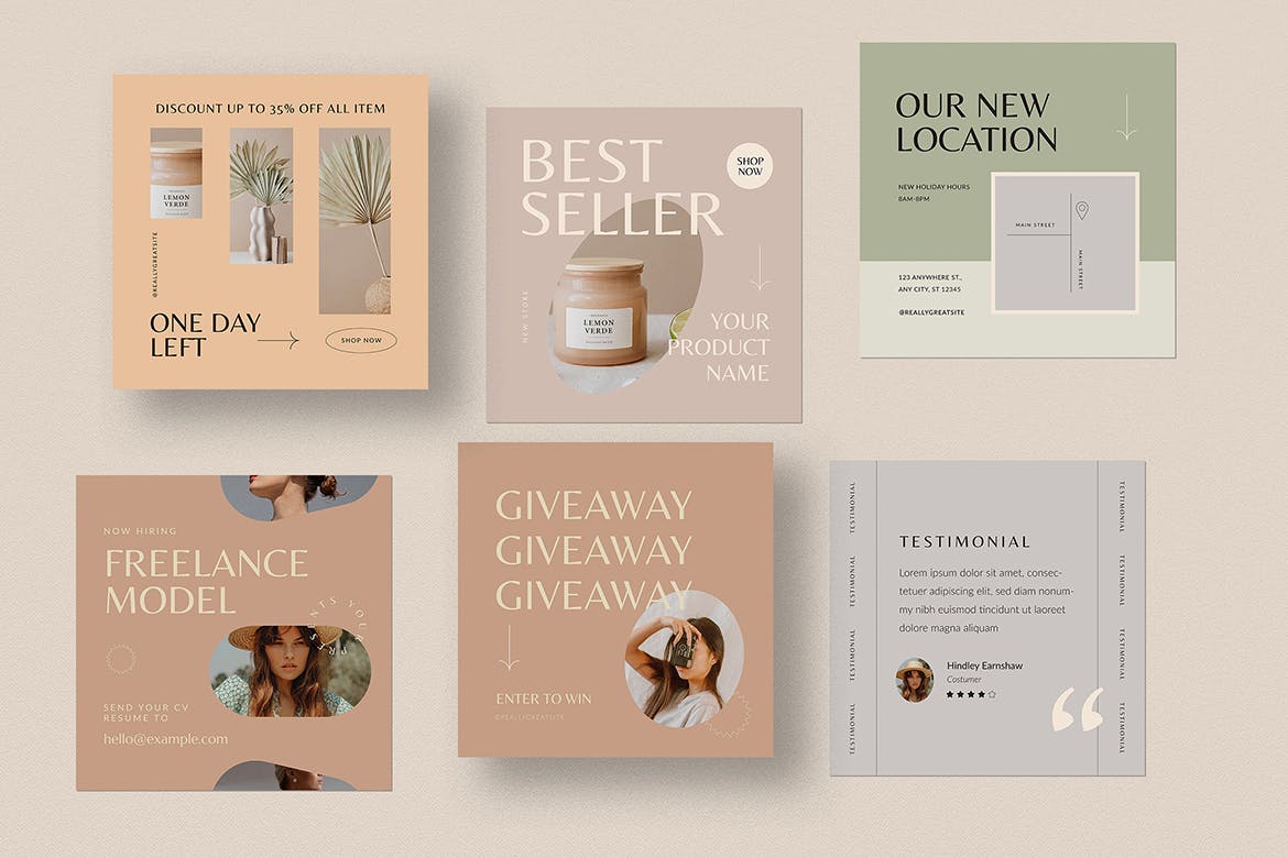 现代时尚女性服装推广ins风电商海报模板 menimales fashion