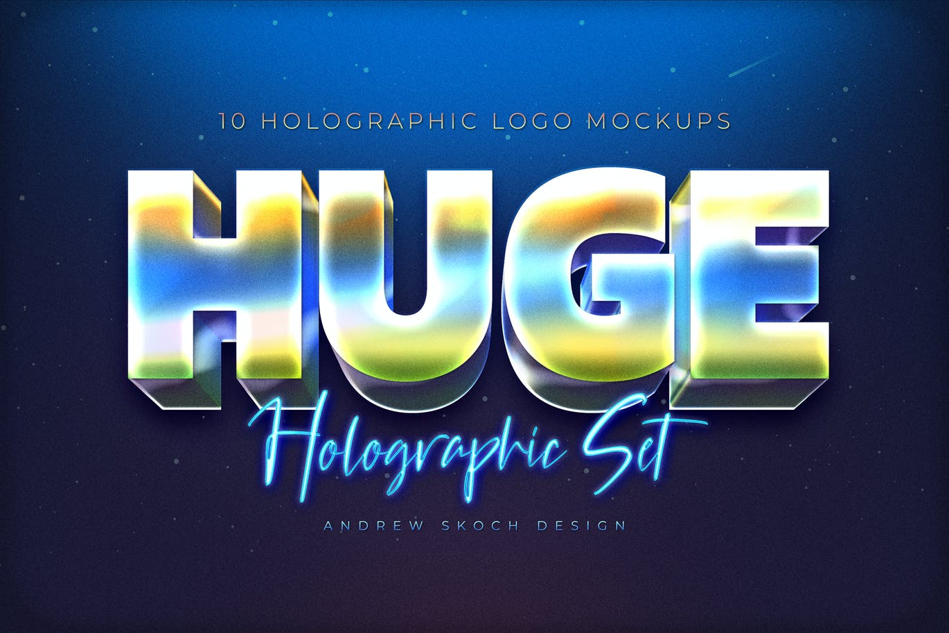 10款超酷全息金属质感3d立体标题logo徽标样机模板 10 holographic