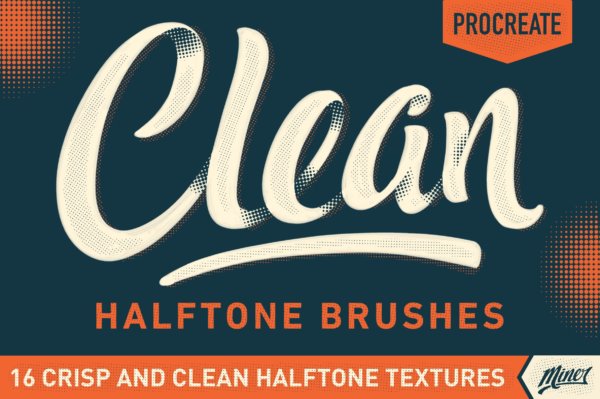 简约半色调纹理艺术绘画iPad Procreate笔刷素材 Procreate Clean Halftone Brushes