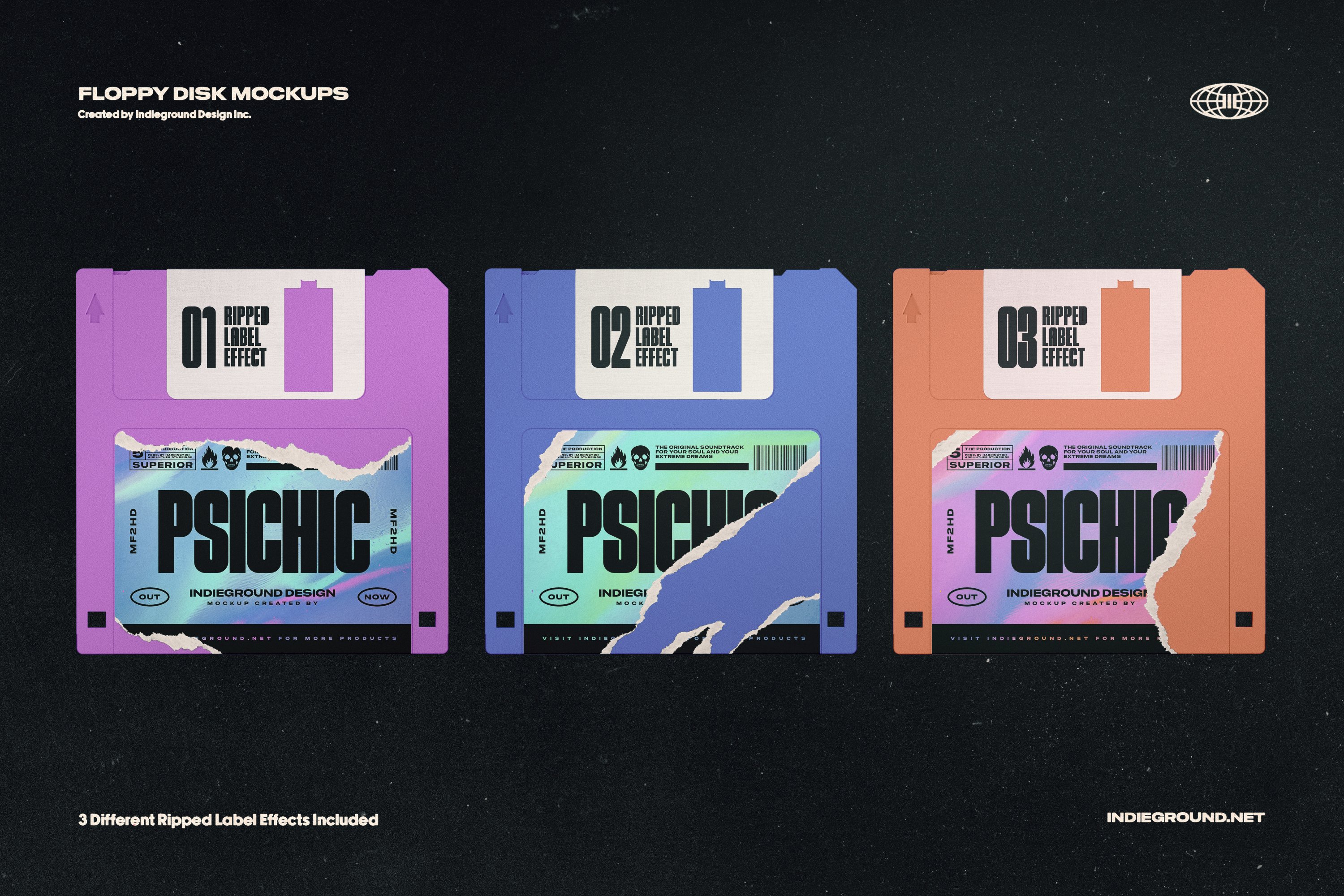 超酷复古电脑软盘储存盘Disk标签设计Ps智能贴图样机模板 Floppy Disk Mockups插图2