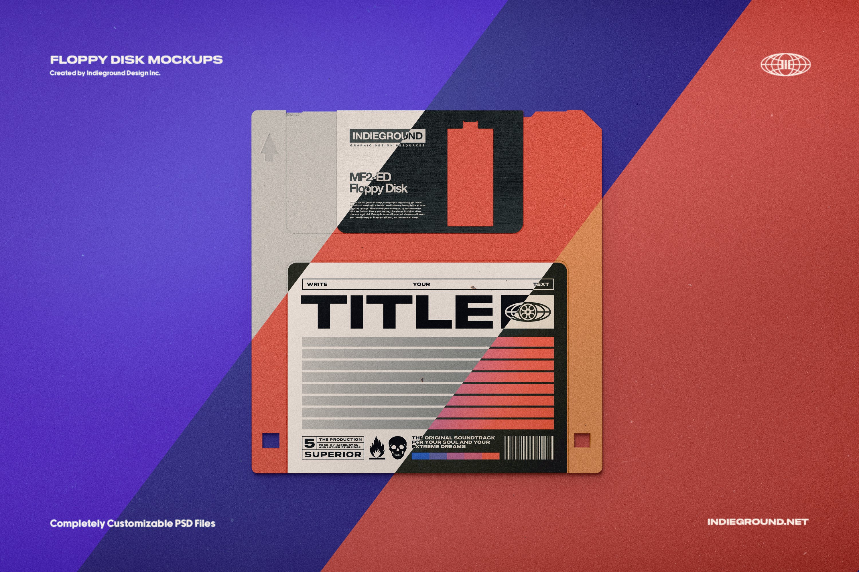 超酷复古电脑软盘储存盘Disk标签设计Ps智能贴图样机模板 Floppy Disk Mockups插图4
