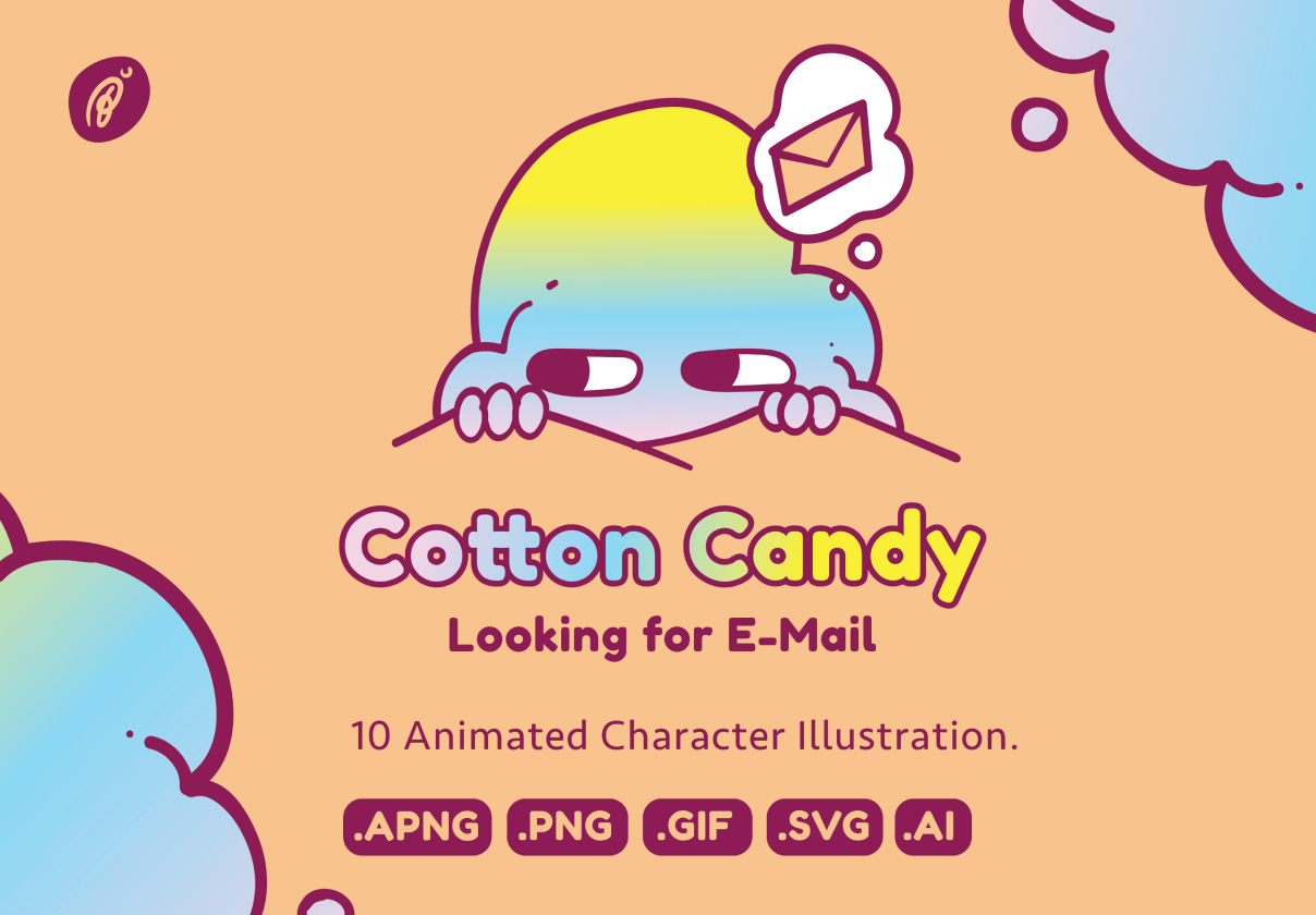 可爱卡通棉花糖人物表情矢量插图素材 cotton candy animated