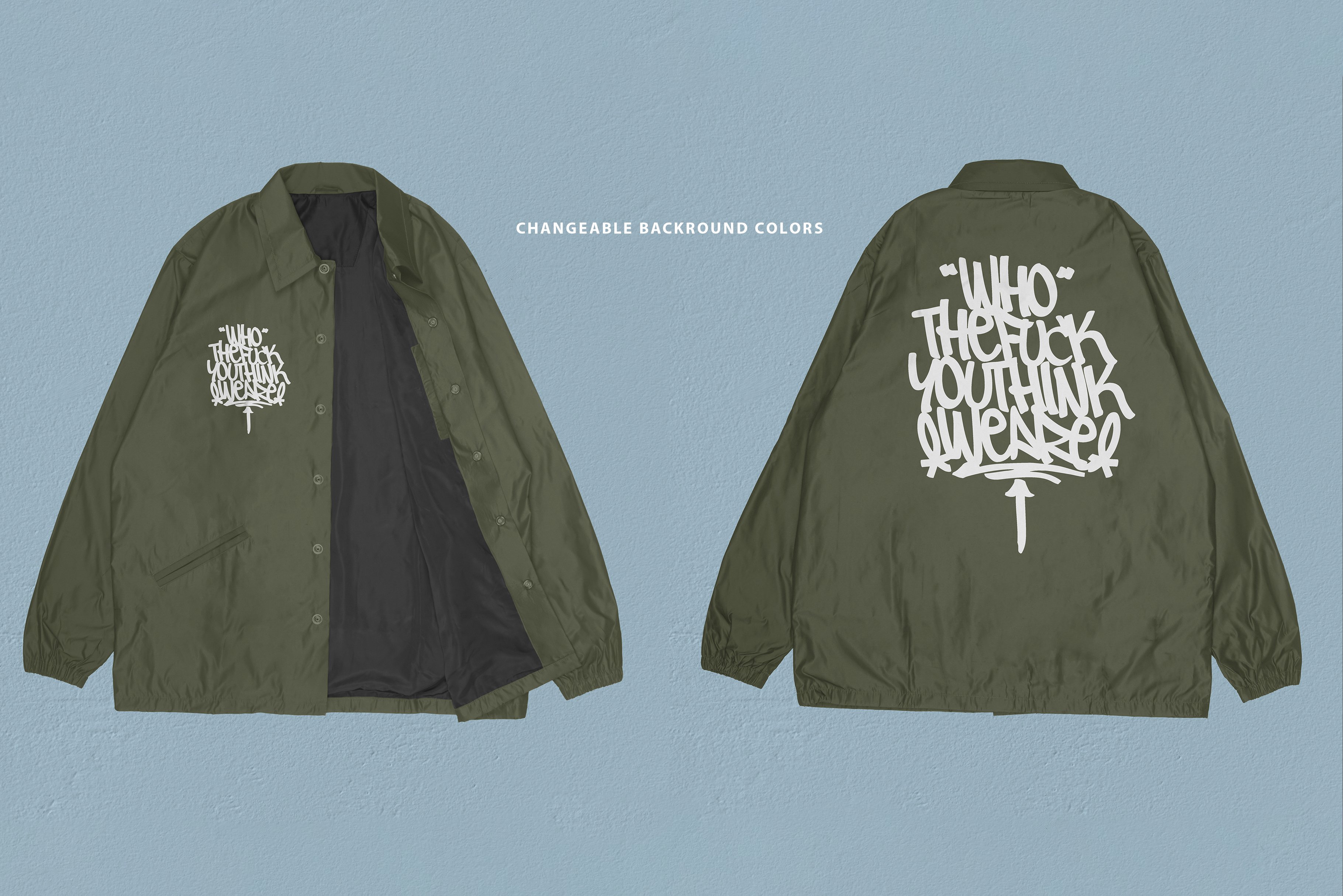 高质量逼真嘻哈风衣夹克外套设计ps智能贴图样机模板 realistic wind