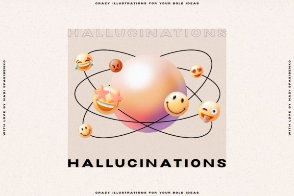 潮流复古卡通立体酸性抽象艺术装饰PNG免扣图形素材 Hallucinations – 3D Illusion