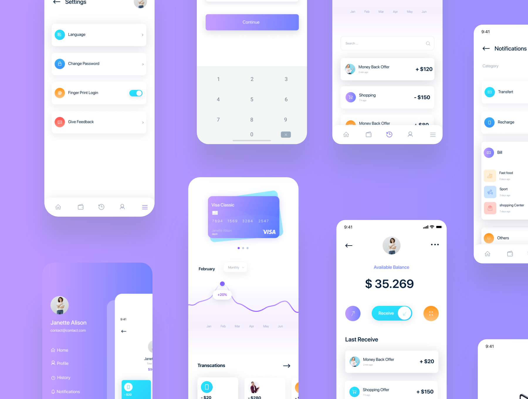 现代简约银行金融应用程序APP UI套件 Sirc – Banking App UI Kit插图5