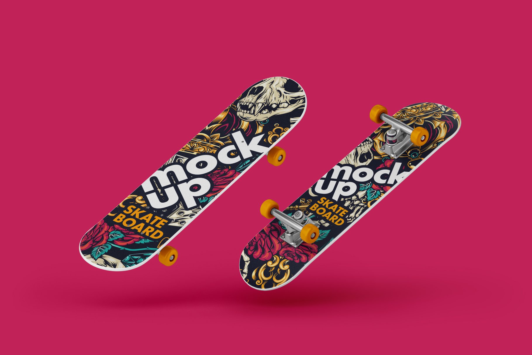 14个时尚滑板印花图案设计智能贴图样机合集 skateboard mockup set