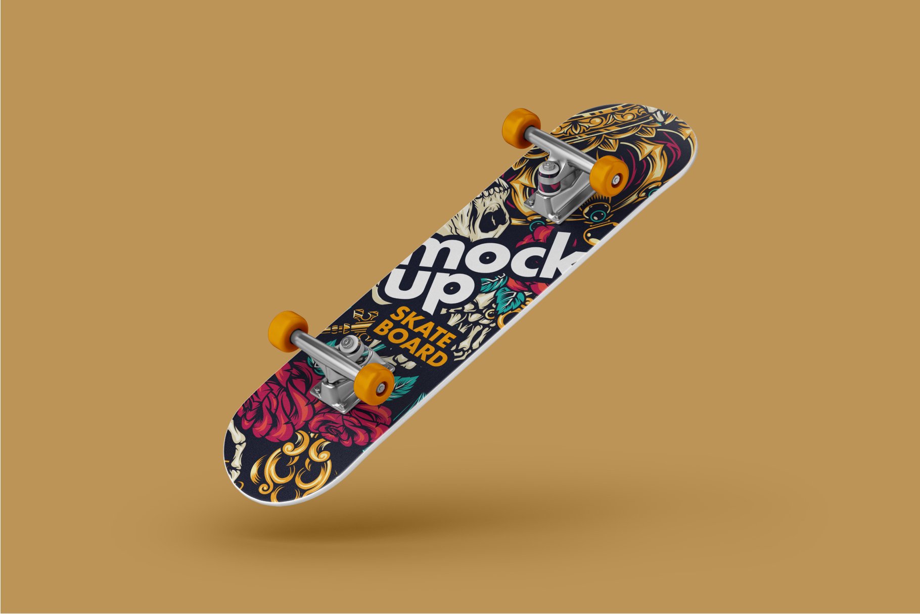 14个时尚滑板印花图案设计智能贴图样机合集 skateboard mockup set