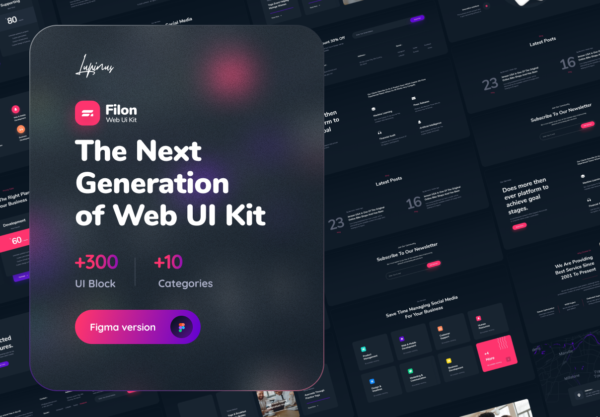 现代简约网站登陆页设计UI套件素材 Filon Web UI Kit | 300+ Artboards (Figma)