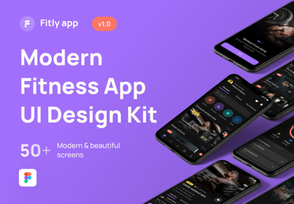 现代高品质锻炼健身应用程序APP UI套件 Fitly App – Modern Fitness App UI Design Kit