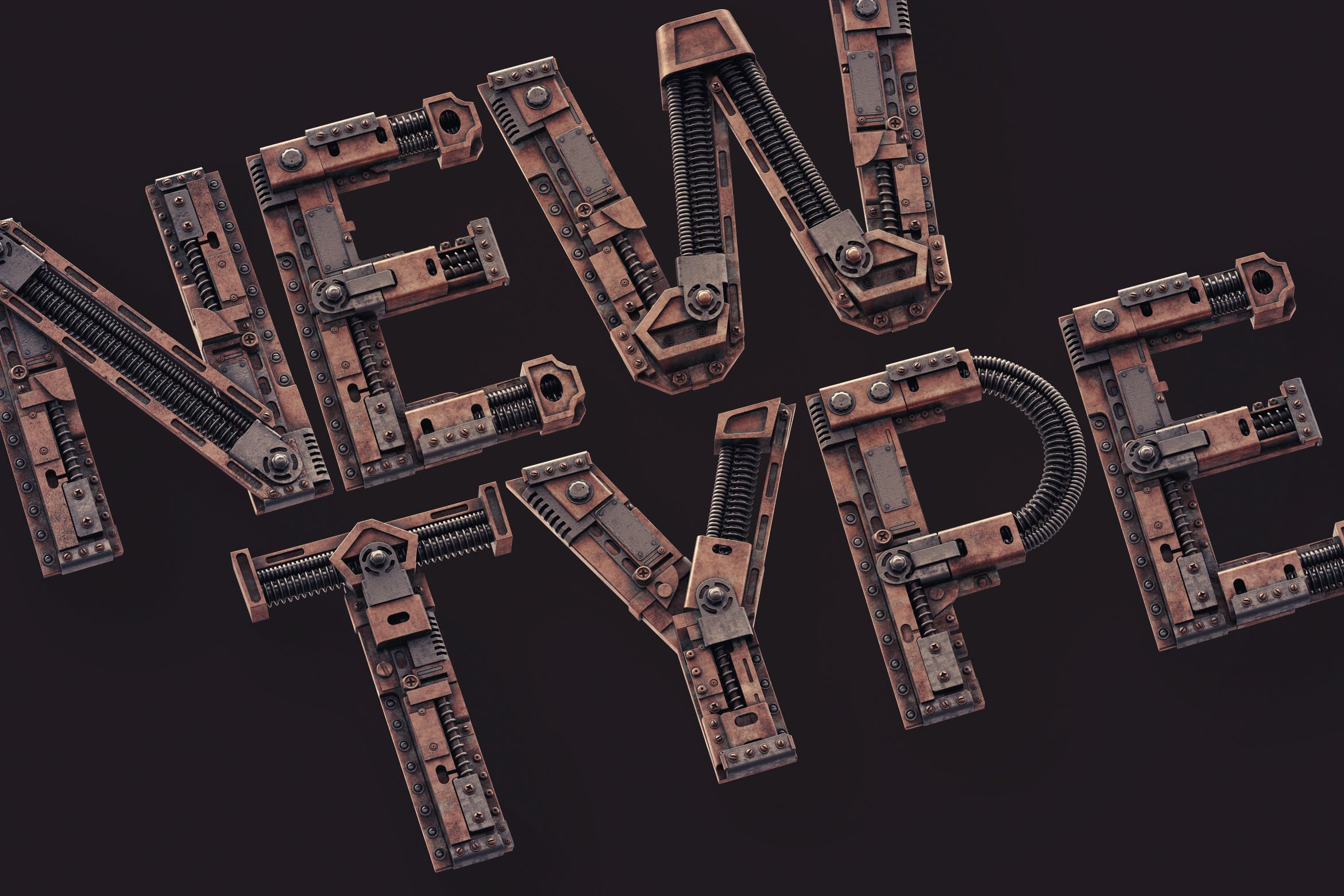 3D创意复古蒸汽朋克风字母数字PNG免扣图片素材 Steampunk – 3D Lettering插图5