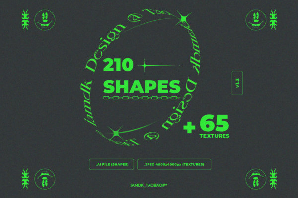 潮流嘻哈酸性电音专辑封面设计抽象矢量图标图形背景图片素材套装 Design Elements Pack