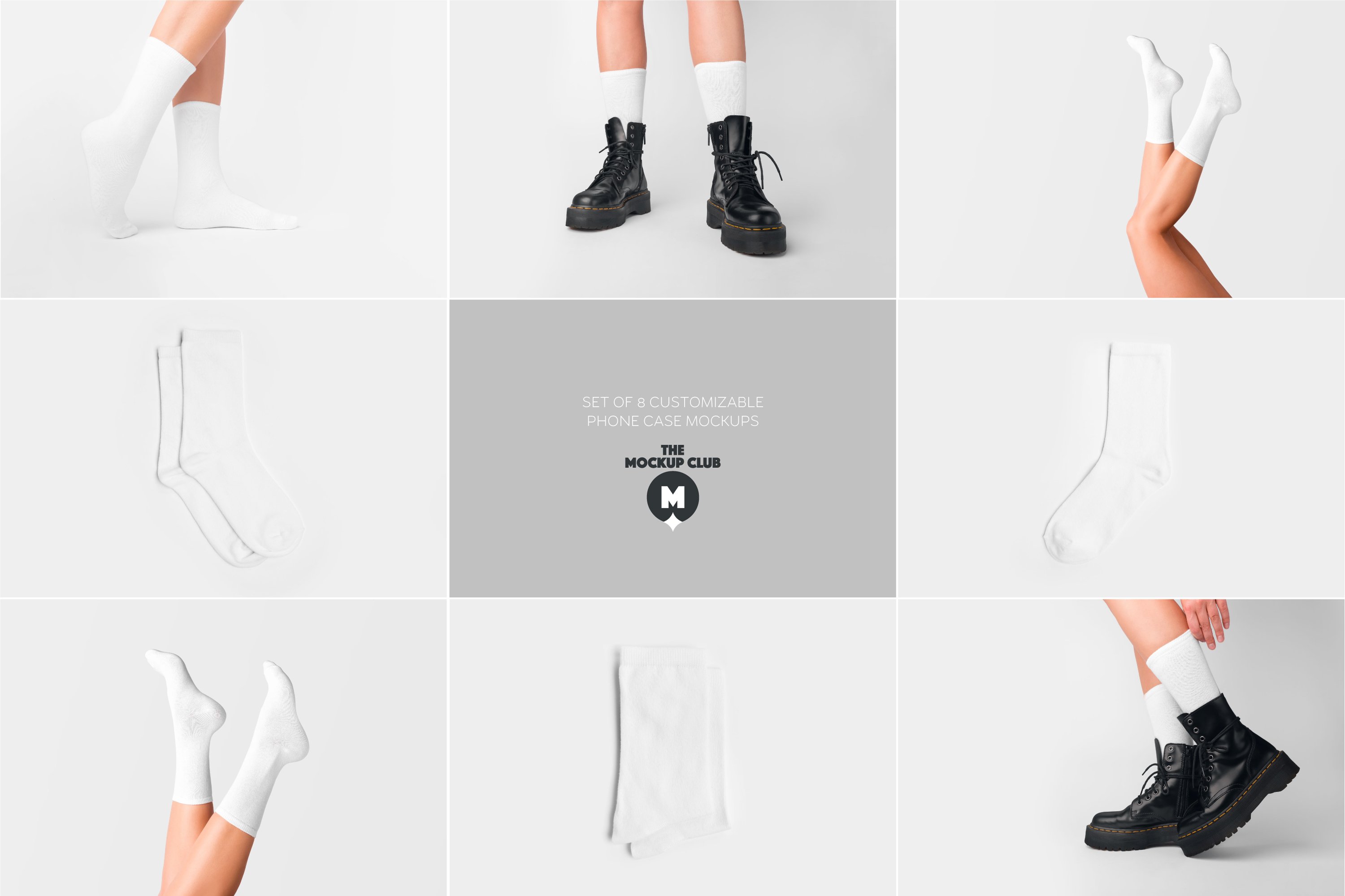 时尚长装袜子印花图案设计贴图样机模板合集 socks mockup set - 早道