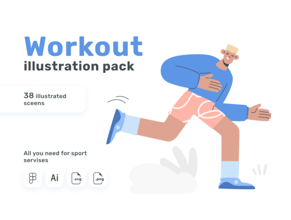 健身锻炼简约手绘插画设计素材 Workout illustration pack