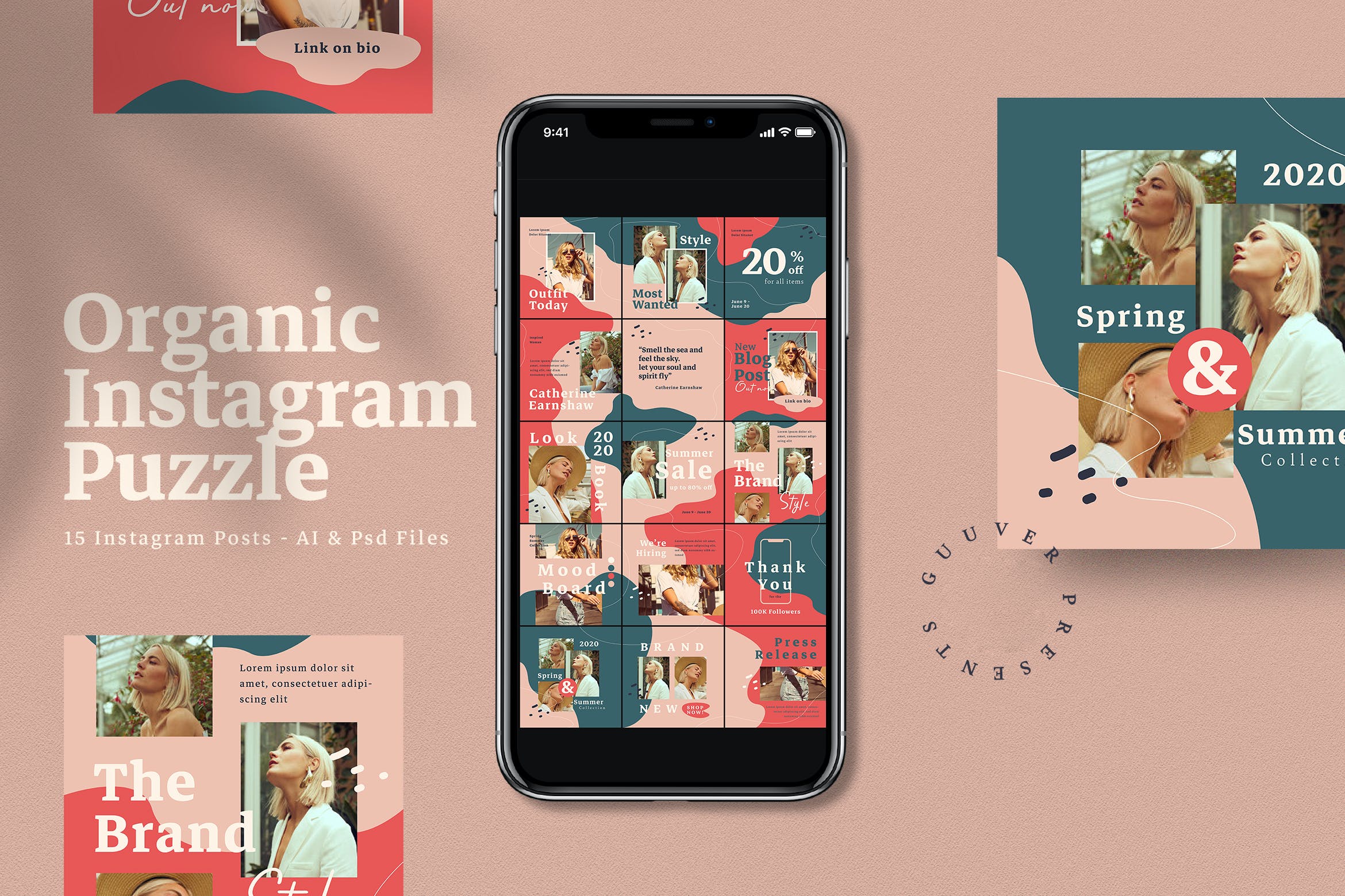 时尚服装品牌营销新媒体推广电商海报模版 Organic Instagram Puzzle Post插图 时尚服装品牌营销新媒体推广电商海报模版 Organic Instagram Puzzle Post插图