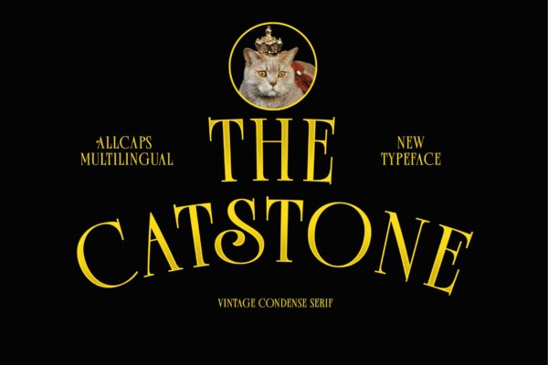 优雅复古标签标识海报设计无衬线英文字体 THE CATSTONE