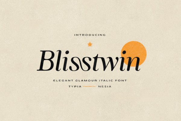 现代优雅杂志品牌广告设计衬线英文字体 Blisstwin – Elegant Glamour Italic Serif