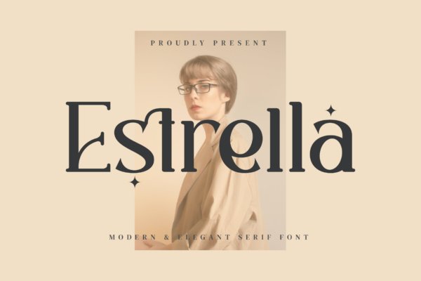 时尚简约广告品牌标志设计衬线英文字体 Estrella Serif Font