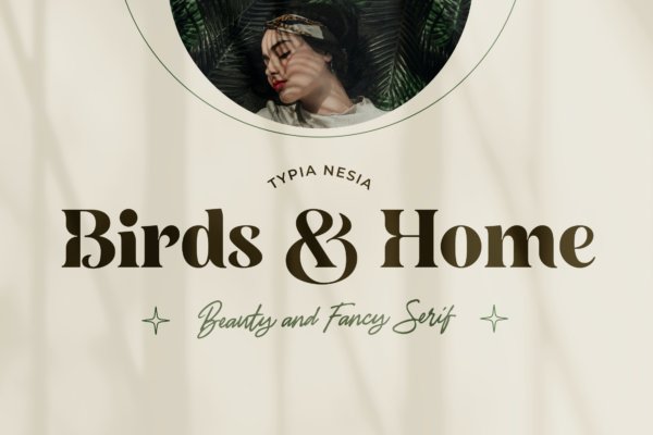 复古优雅杂志品牌标题设计衬线英文字体 Birds and Home – Beauty Fancy Bold Serif