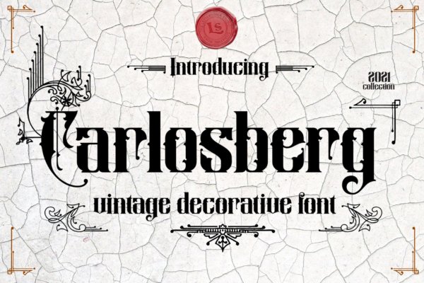 复古品牌标志徽标logo设计装饰性英文字体 Carlosberg