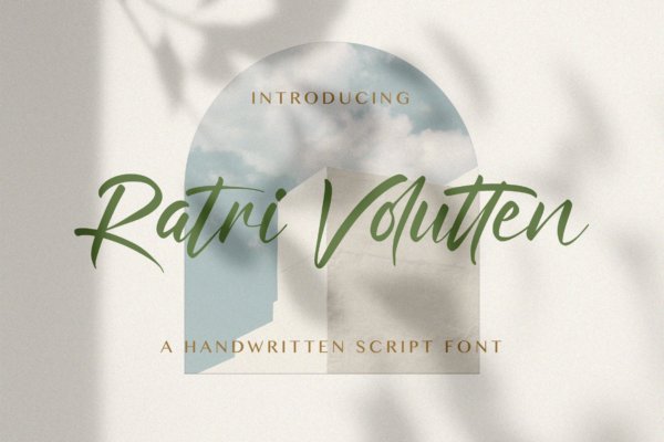 现代奢华杂志海报徽标logo设计手写英文字体 Ratri Volutten – Handwritten Font