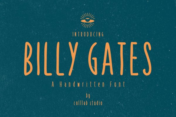 可爱卡通品牌标志海报设计无衬线英文字体 Billy Gates – A Simply Handwritten Font