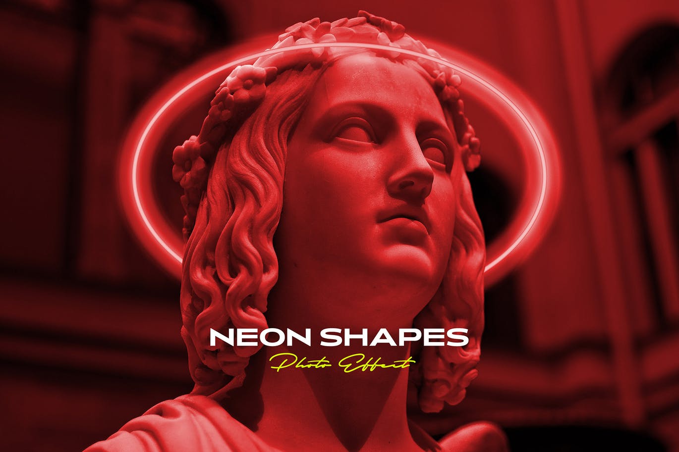梦幻霓虹效果照片处理特效Ps样式模板素材 Neon Shapes Photo Effect插图
