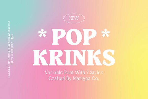 现代时尚标识标题海报设计衬线英文字体 Pop Krinks – Display Serif