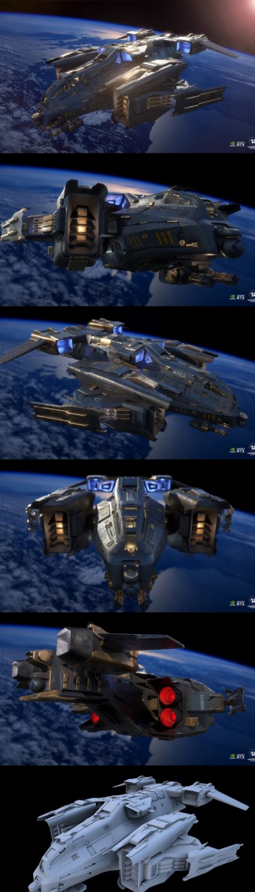 未来科幻空间飞行器飞船外观设计3D模型素材 Y-30 Space Fighter插图