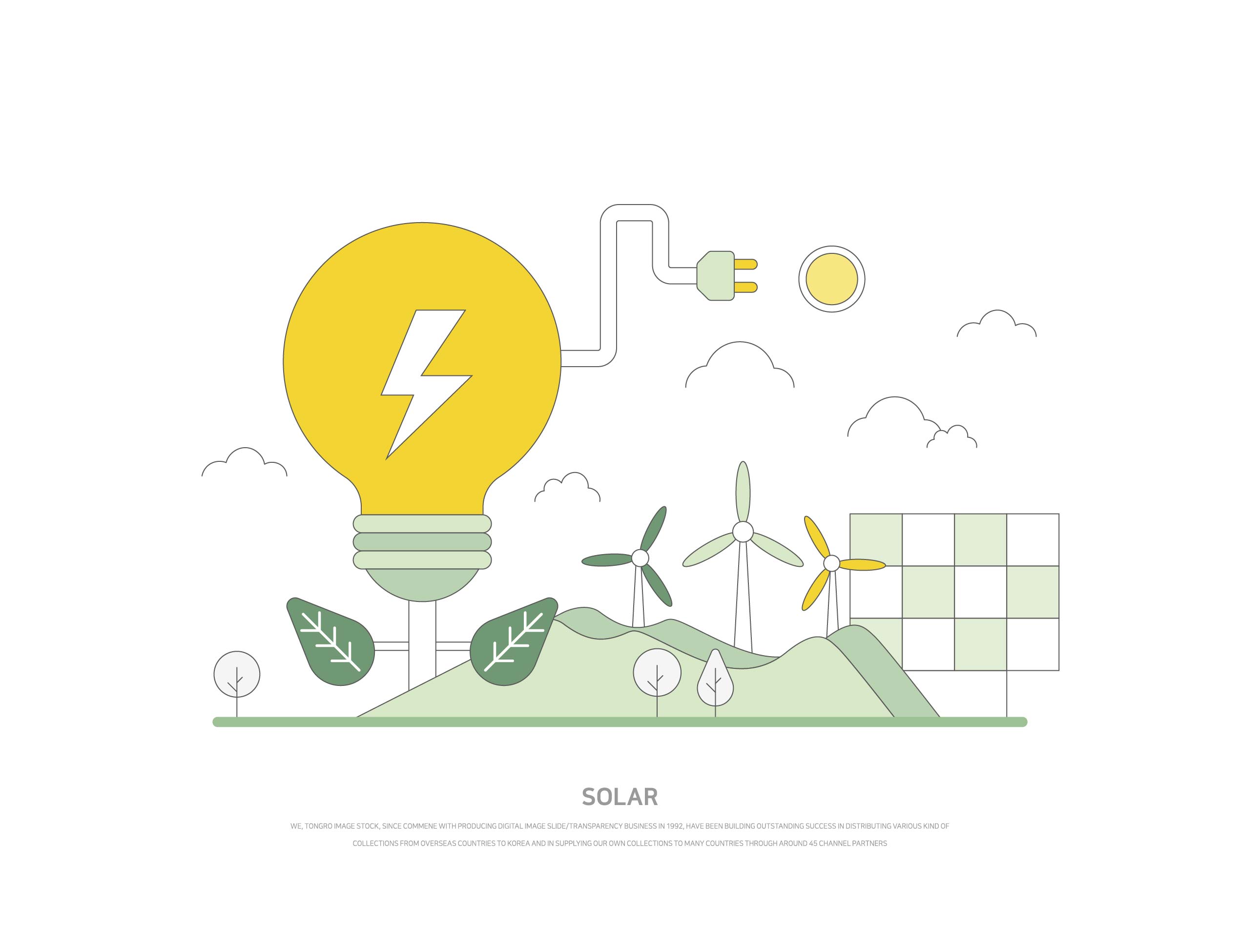 12款环保新能源风力发电太阳能插画ai矢量素材 wind power vector