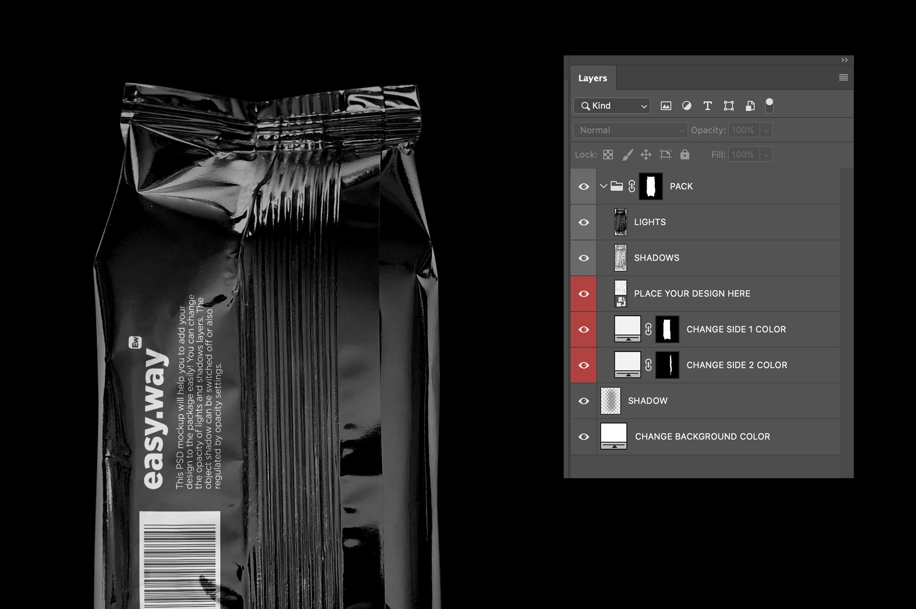 光泽零食塑料包装袋设计贴图样机 Snack Bag PSD Mockups插图4