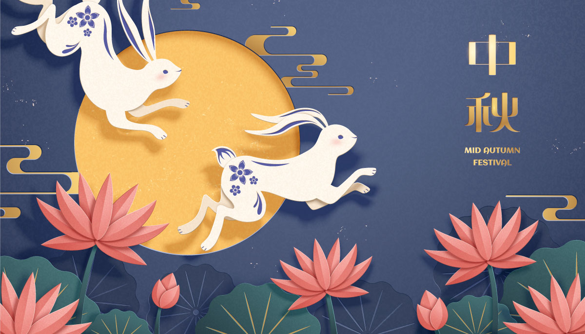 mid-autumn festival rabbit vector material