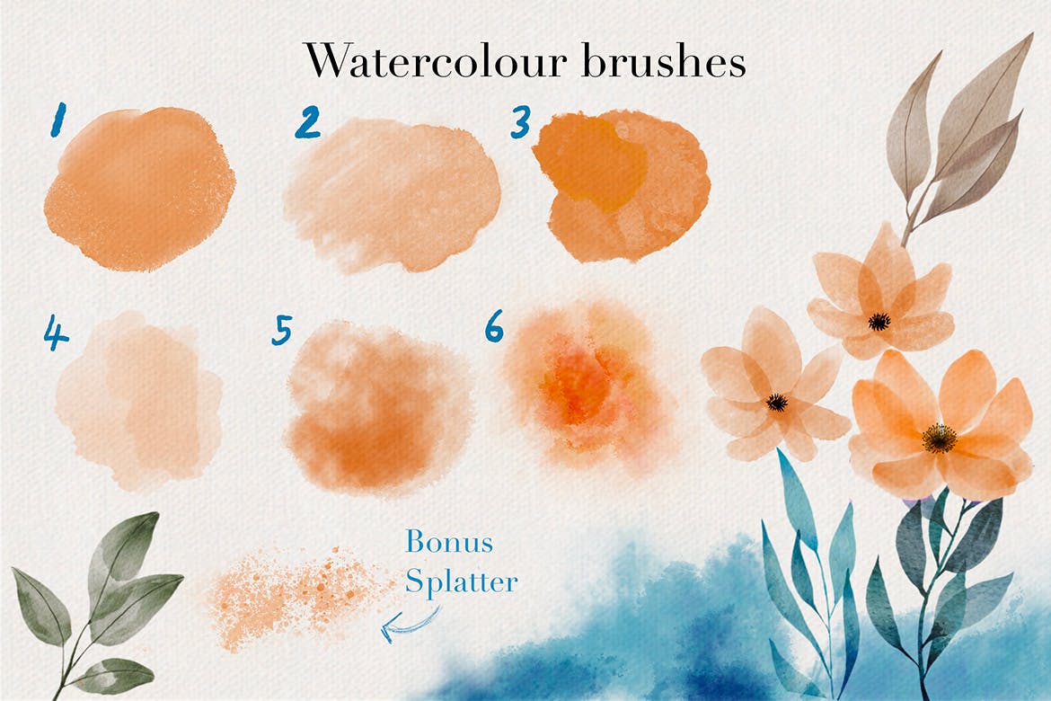 40 逼真水彩艺术绘画ipad procreate笔刷素材 procreate complete art