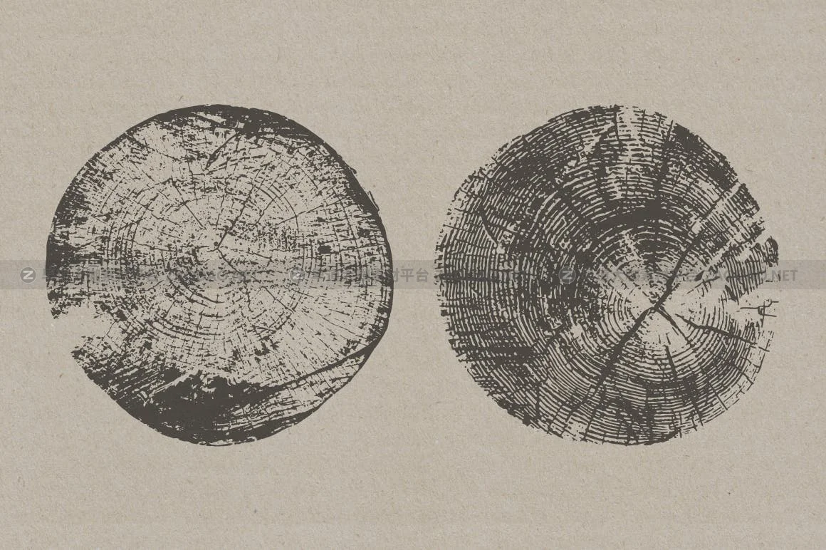 20个黑色树桩纹理装饰图片矢量设计素材 Tree Stump Textures – Vector & PNG插图4