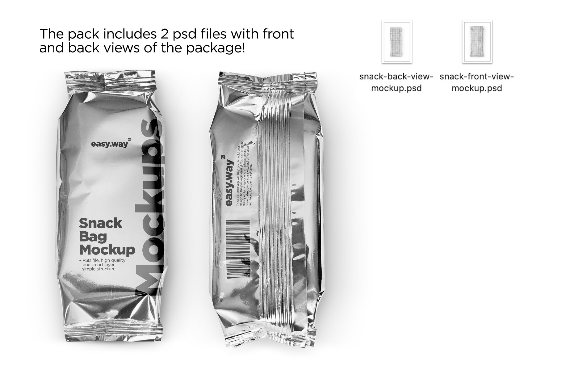 光泽零食塑料包装袋设计贴图样机 Snack Bag PSD Mockups插图6