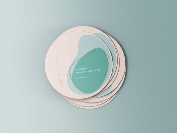 圆形品牌标志设计卡片设计样机模板素材 Minimal Rounded Coasters Mockup