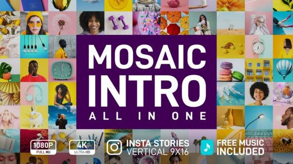 酷炫品牌徽标照片幻灯片动态演示AE模板素材 Videohive – Mosaic Intro