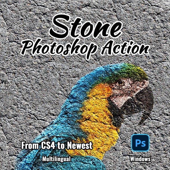石头纹理叠加效果照片处理特效Ps动作设计素材 Stone Photoshop Action