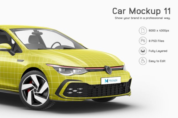 8个小汽车车身广告贴图样机模板素材 Car Mockup 11