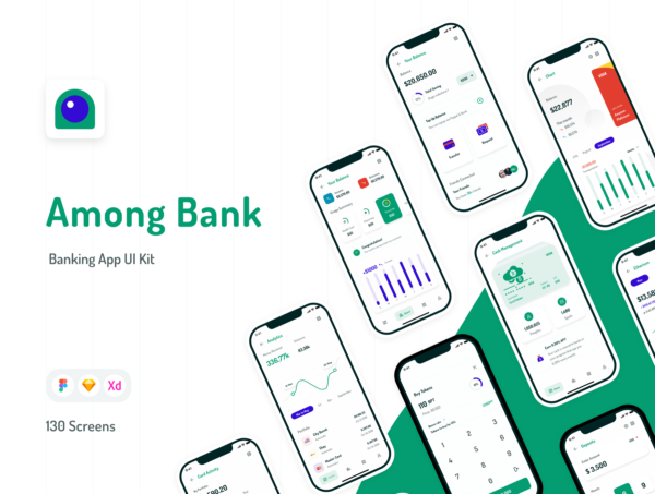 智能银行金融应用程序APP界面设计UI套件 Among Bank – Banking App UI Kit