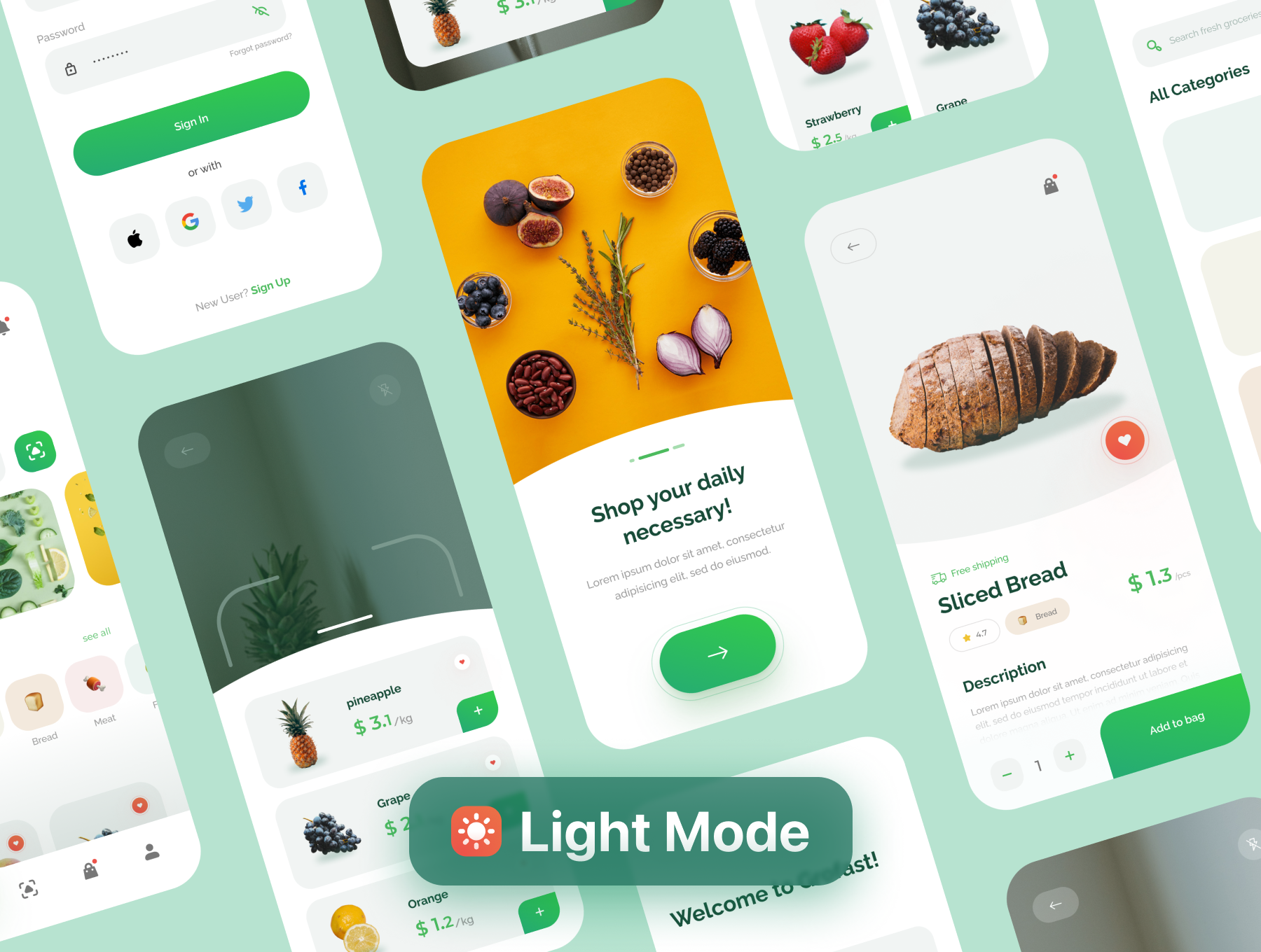 明暗杂货日用商品在线购买商城app界面设计套件素材grofast–online