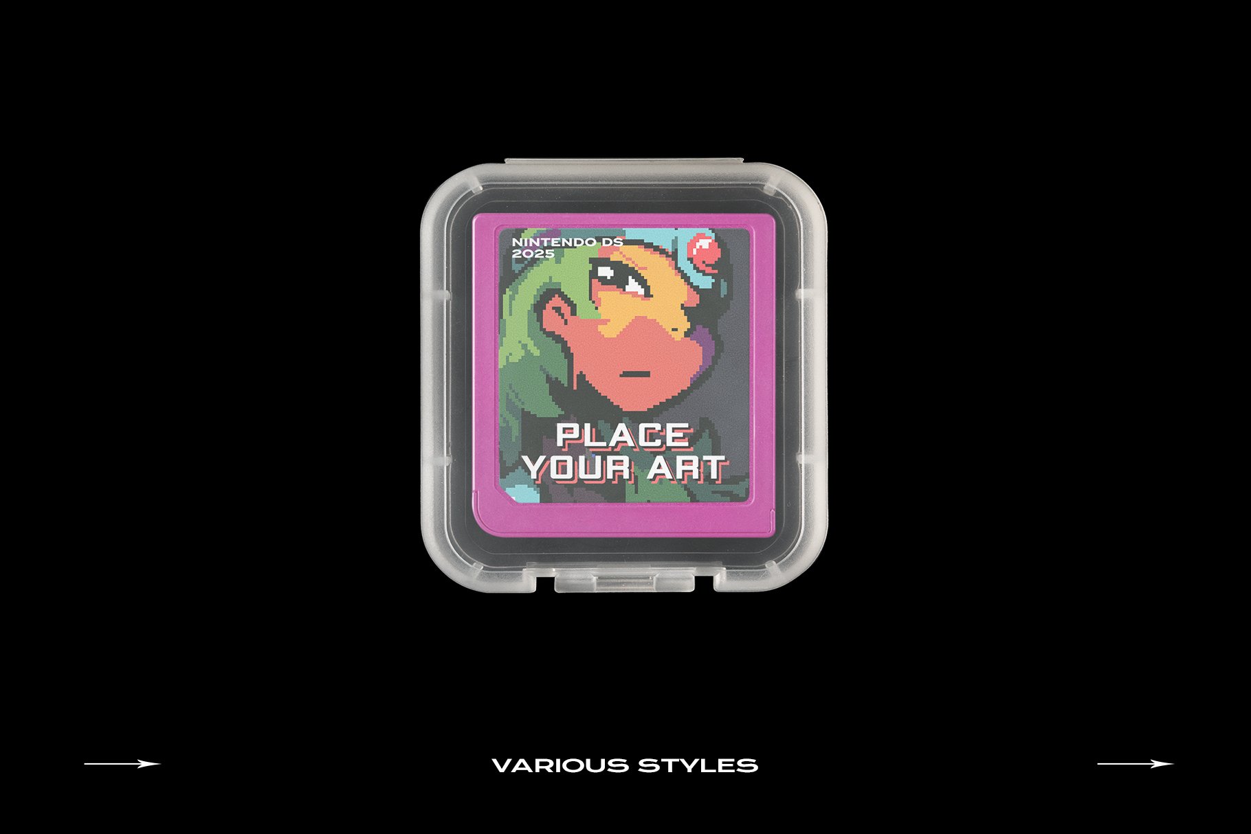 超酷复古电竞游戏卡片塑料盒贴纸设计Ps智能贴图样机素材 Game Cartridge Mockup Bundle Retro插图16
