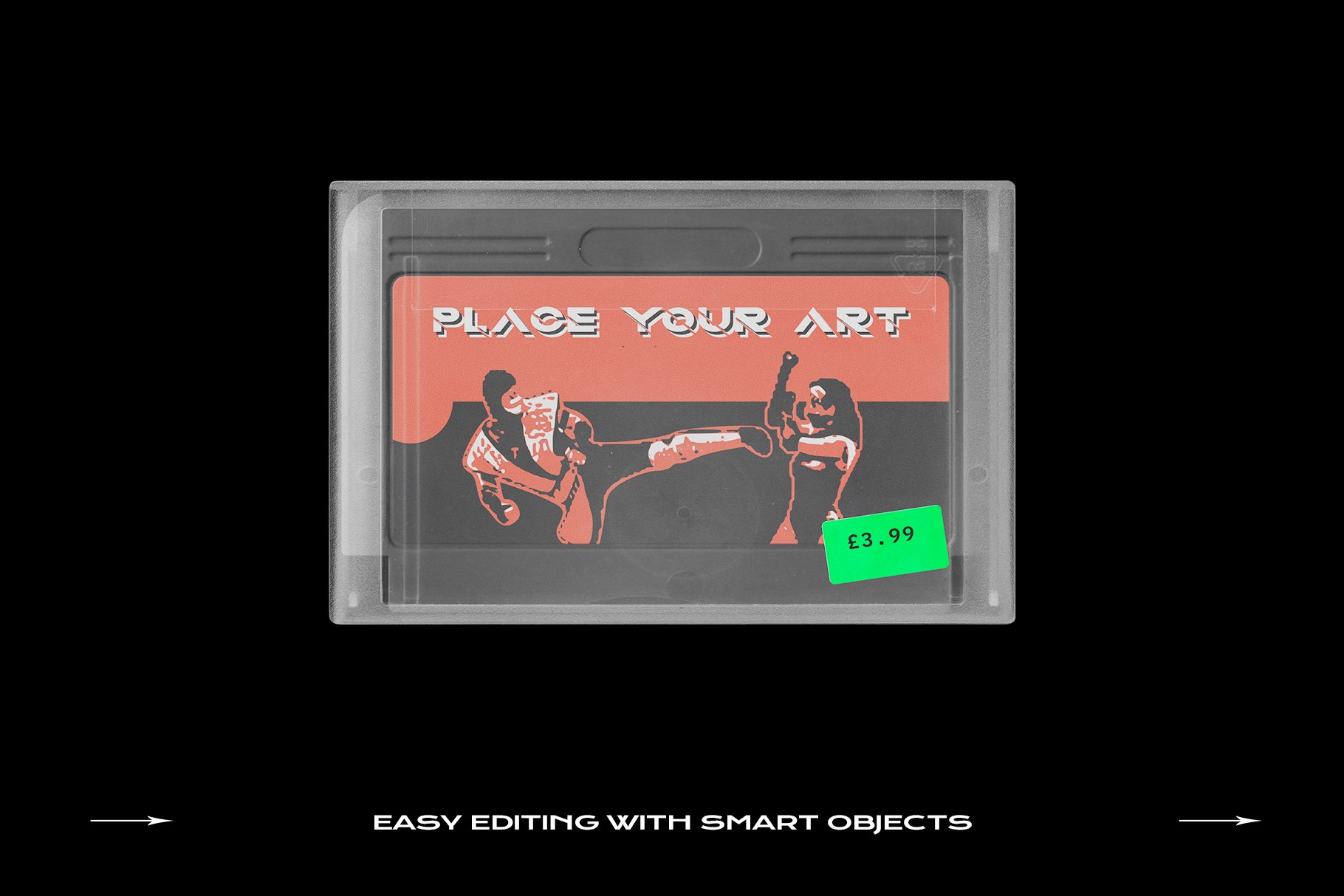 超酷复古电竞游戏卡片塑料盒贴纸设计Ps智能贴图样机素材 Game Cartridge Mockup Bundle Retro插图12