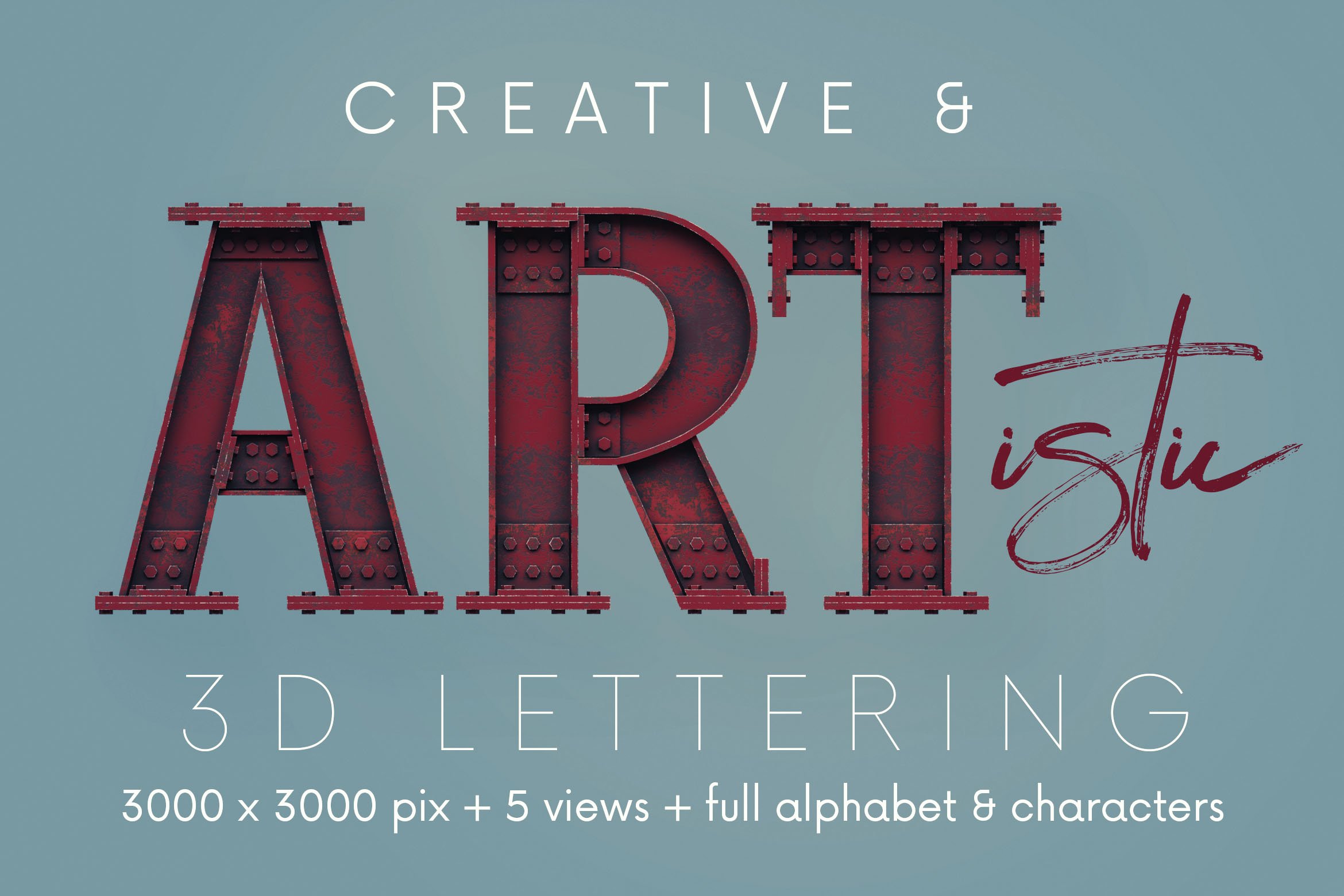 3d创意逼真工业风钢结构英文字母数字png免扣图片设计素材 steel