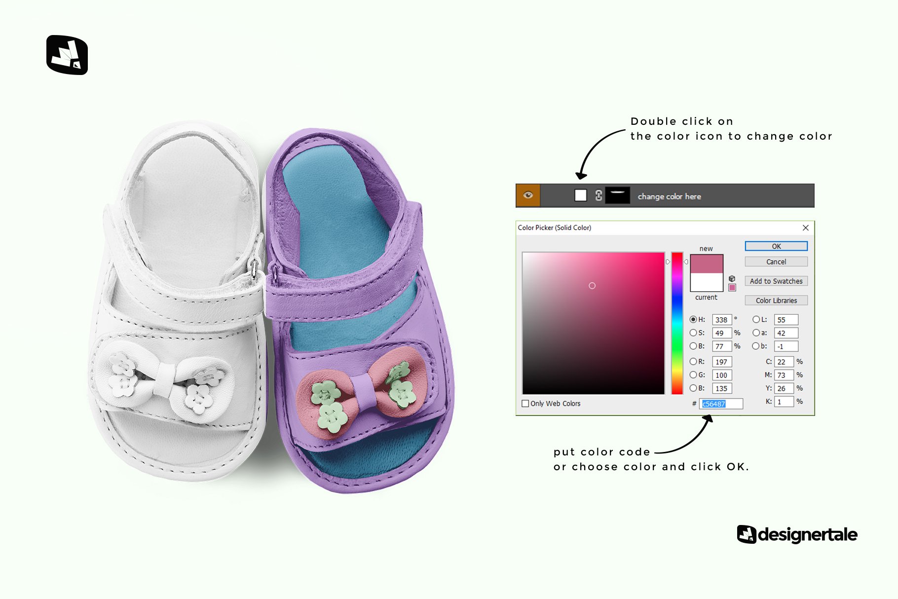 可爱婴儿凉鞋图案设计贴图Ps样机源文件素材 Topview Baby Sandals With Bow Mockup插图2 可爱婴儿凉鞋图案设计贴图Ps样机源文件素材 Topview Baby Sandals With Bow Mockup插图2