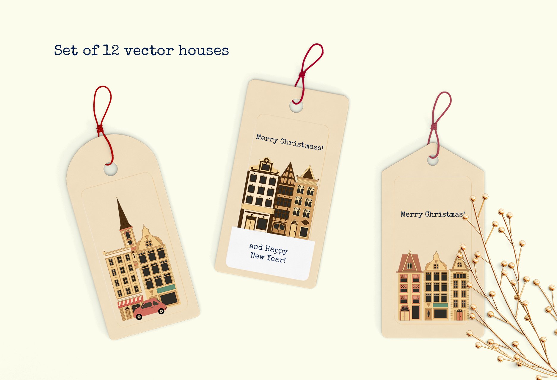 圣诞节主题植物蜡烛圣诞树矢量插图设计素材 Vector City Postcard Creator插图1 圣诞节主题植物蜡烛圣诞树矢量插图设计素材 Vector City Postcard Creator插图1