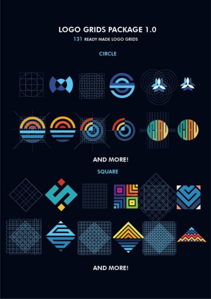 时尚几何图形图标Logo设计网格快速生成模板Ai矢量设计素材 Logo Grids Package V 1.0
