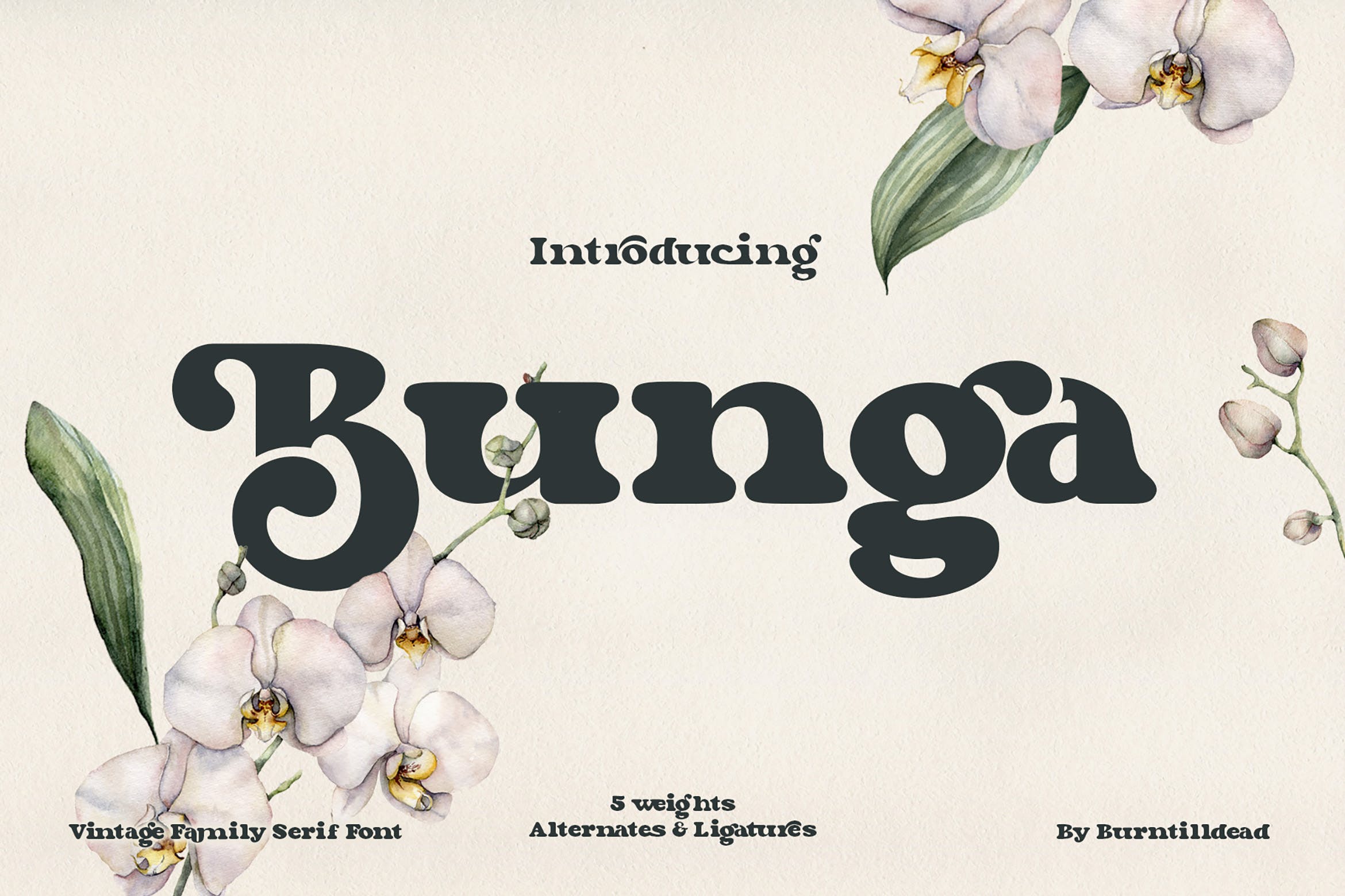 复古杂志标志标识设计衬线英文字体 Bunga插图 复古杂志标志标识设计衬线英文字体 Bunga插图